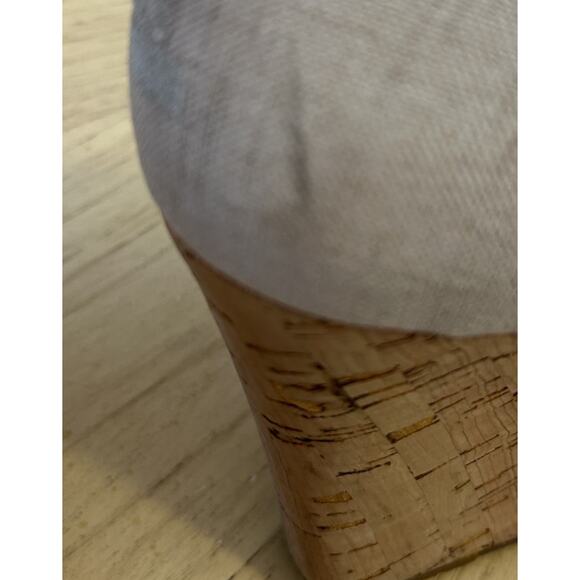 TOMS Classic Espadrille Wedge 7.5 Cork Platform Open Toe Crosshatch Jacquard - Picture 12 of 14